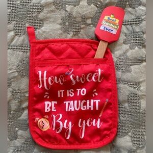 Teacher gift Red Pot Holder “how sweet it is to be taught by you” NEW
